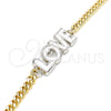 Oro Laminado Fancy Bracelet, Gold Filled Style Love and Heart Design, White Enamel Finish, Two Tone, 03.63.1861.07 (04 MM Thickness, 7 Inches Length)