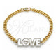 Pulsera Elegante 03.63.1861.07 Oro Laminado, Diseño de Amor y Corazón, Esmaltado Blanco, Dos Tonos (Grosor 04 MM, 7 Pulgadas de Largo)