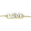 Oro Laminado Pendant Necklace, Gold Filled Style Nameplate and Love Design, White Enamel Finish, Golden Finish, 04.63.1383.20 (01 MM Thickness, 20 Inches Length)