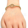Oro Laminado Fancy Bracelet, Gold Filled Style Tree and Ball Design, with White Cubic Zirconia, Polished, Golden Finish, 03.299.0011.12 (04 MM Thickness, 12 Inches Length)