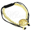 Oro Laminado Fancy Bracelet, Gold Filled Style Tree and Ball Design, with White Cubic Zirconia, Polished, Golden Finish, 03.299.0011.12 (04 MM Thickness, 12 Inches Length)