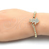 Oro Laminado Fancy Bracelet, Gold Filled Style Little Girl and Ball Design, with White Micro Pave, Polished, Golden Finish, 03.299.0018.11 (04 MM Thickness, 11 Inches Length)