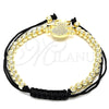 Oro Laminado Fancy Bracelet, Gold Filled Style Little Girl and Ball Design, with White Micro Pave, Polished, Golden Finish, 03.299.0018.11 (04 MM Thickness, 11 Inches Length)