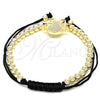 Oro Laminado Fancy Bracelet, Gold Filled Style Little Girl and Ball Design, with White Micro Pave, Polished, Golden Finish, 03.299.0018.11 (04 MM Thickness, 11 Inches Length)