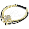 Oro Laminado Fancy Bracelet, Gold Filled Style Little Girl and Ball Design, with White Micro Pave, Polished, Golden Finish, 03.299.0018.11 (04 MM Thickness, 11 Inches Length)