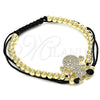 Oro Laminado Fancy Bracelet, Gold Filled Style Little Girl and Ball Design, with White Micro Pave, Polished, Golden Finish, 03.299.0018.11 (04 MM Thickness, 11 Inches Length)