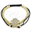 Oro Laminado Fancy Bracelet, Gold Filled Style Little Girl and Ball Design, with White Micro Pave, Polished, Golden Finish, 03.299.0018.11 (04 MM Thickness, 11 Inches Length)