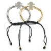 Oro Laminado Fancy Bracelet, Gold Filled Style Little Girl and Ball Design, with White Micro Pave, Polished, Golden Finish, 03.299.0018.11 (04 MM Thickness, 11 Inches Length)