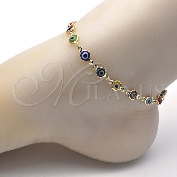 Gold Filled Anklet — Fancy Anklet Evil Eye Design Multicolor Resin 5. — alternate product view — SKU 120887 | Oro Laminado tobillera — elegante Anklet Evil Eye diseño Multicolor Resin 5. — SKU 120887