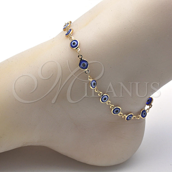 Gold Filled Anklet — Fancy Anklet Evil Eye Design Blue Resin 5. — alternate product view — SKU 120888 | Oro Laminado tobillera — elegante Anklet Evil Eye diseño Blue Resin 5. — SKU 120888