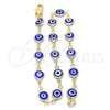 Oro Laminado Fancy Anklet, Gold Filled Style Evil Eye Design, Blue Resin Finish, Golden Finish, 5.039.005.1.10 (07 MM Thickness, 10 Inches Length)