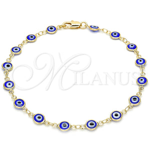 Gold Filled Anklet — Fancy Anklet Evil Eye Design Blue Resin 5. — main product view — SKU 120888 | Oro Laminado tobillera — elegante Anklet Evil Eye diseño Blue Resin 5. — SKU 120888