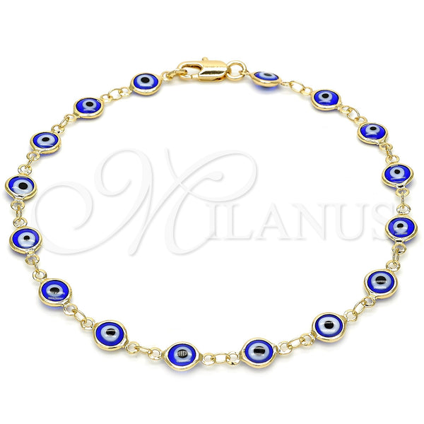 Gold Filled Anklet — Fancy Anklet Evil Eye Design Blue Resin 5. — main product view — SKU 120888 | Oro Laminado tobillera — elegante Anklet Evil Eye diseño Blue Resin 5. — SKU 120888
