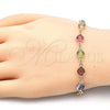 Oro Laminado Fancy Bracelet, Gold Filled Style with Multicolor Crystal, Polished, Golden Finish, 03.326.0001.07 (07 MM Thickness, 7 Inches Length)