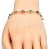 Oro Laminado Fancy Bracelet, Gold Filled Style with Multicolor Crystal, Polished, Golden Finish, 03.326.0001.07 (07 MM Thickness, 7 Inches Length)