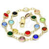 Oro Laminado Fancy Bracelet, Gold Filled Style with Multicolor Crystal, Polished, Golden Finish, 03.326.0001.07 (07 MM Thickness, 7 Inches Length)