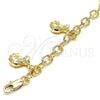 Oro Laminado Charm Bracelet, Gold Filled Style Hollow Design, Diamond Cutting Finish, Golden Finish, 03.63.1866.08 (05 MM Thickness, 8 Inches Length)