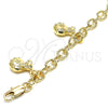 Oro Laminado Charm Bracelet, Gold Filled Style Hollow Design, Diamond Cutting Finish, Golden Finish, 03.63.1866.08 (05 MM Thickness, 8 Inches Length)