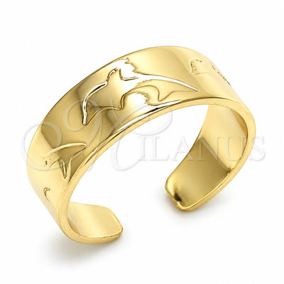 Oro Laminado Toe Ring, Gold Filled Style Dolphin Design, Polished, Golden Finish, 01.117.0005 (One size fits all)