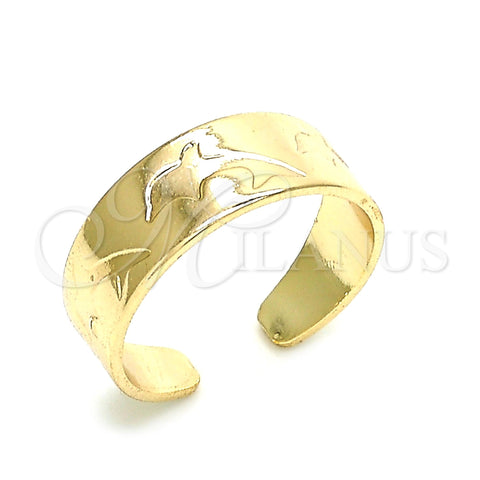 Oro Laminado Toe Ring, Gold Filled Style Dolphin Design, Polished, Golden Finish, 01.117.0005 (One size fits all)