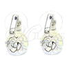 Rhodium Gold Filled Dangle Earring, Flower Design, with Aurore Boreale Swarovski Crystals, Polished, Rhodium Finish, 02.182.0019