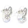 Rhodium Gold Filled Dangle Earring, Flower Design, with Aurore Boreale Swarovski Crystals, Polished, Rhodium Finish, 02.182.0019