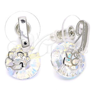 White Gold Filled Ring — Dangle Earring Flower Design with Aurore Boreale Swarovski — main product view — SKU 120912 | Oro Laminado Blanco anillo — Dangle Earring flor diseño with Aurore Boreale Swarovski — SKU 120912