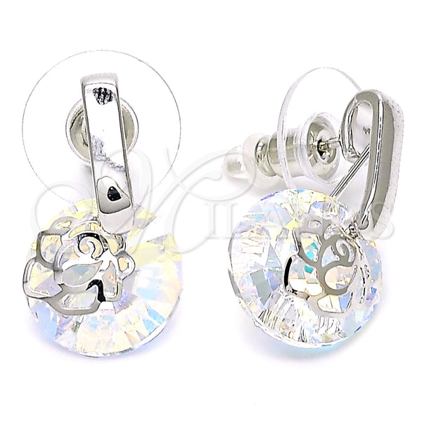 White Gold Filled Ring — Dangle Earring Flower Design with Aurore Boreale Swarovski — main product view — SKU 120912 | Oro Laminado Blanco anillo — Dangle Earring flor diseño with Aurore Boreale Swarovski — SKU 120912