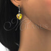 Rhodium Gold Filled Dangle Earring, Heart Design, with Aurore Boreale Swarovski Crystals and White Cubic Zirconia, Polished, Rhodium Finish, 02.26.0256