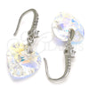 Rhodium Gold Filled Dangle Earring, Heart Design, with Aurore Boreale Swarovski Crystals and White Cubic Zirconia, Polished, Rhodium Finish, 02.26.0256