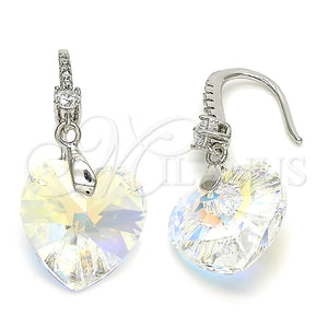 White Gold Filled Ring — Dangle Earring Heart Design with Aurore Boreale Swarovski — main product view — SKU 120914 | Oro Laminado Blanco anillo — Dangle Earring corazón diseño with Aurore Boreale Swarovski — SKU 120914