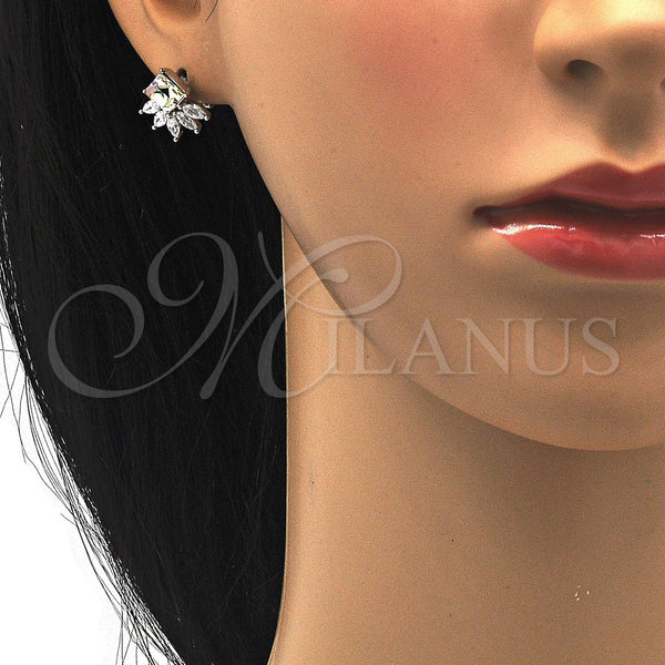White Gold Filled Ring — Leverback Earring with Vitrail Light Swarovski Crystals and — alternate product view — SKU 120917 | Oro Laminado Blanco anillo — Leverback Earring with Vitrail Light Swarovski Crystals and — SKU 120917