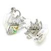 Rhodium Gold Filled Leverback Earring, with Vitrail Light Swarovski Crystals and White Cubic Zirconia, Polished, Rhodium Finish, 02.26.0259