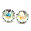 Rhodium Gold Filled Stud Earring, with Aurore Boreale Swarovski Crystals, Polished, Rhodium Finish, 02.26.0265