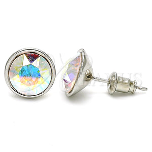 White Gold Filled Ring — Stud Earring with Aurore Boreale Swarovski Crystals Polished — main product view — SKU 120925 | Oro Laminado Blanco anillo — Stud Earring with Aurore Boreale Swarovski Crystals pulido — SKU 120925