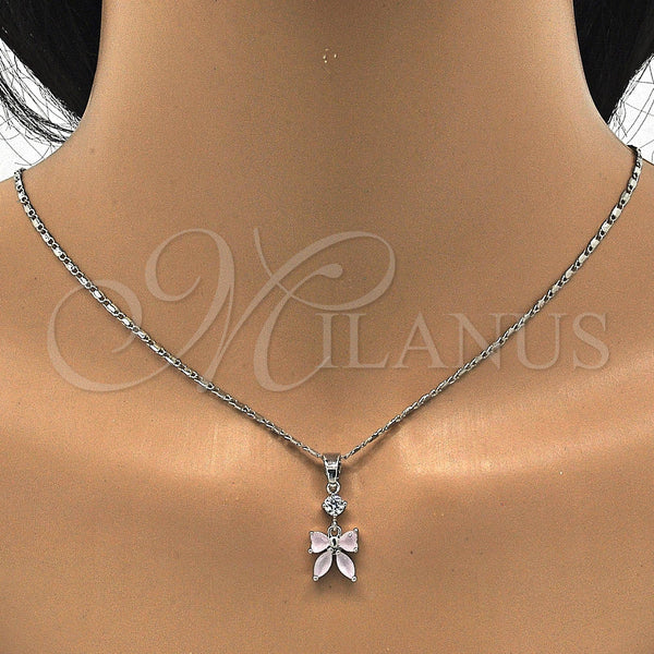 White Gold Filled Ring — Earring and Pendant Adult Set Bow Design with — alternate product view — SKU 121017 | Oro Laminado Blanco anillo — Earring and Pendant Adult Set Bow diseño with — SKU 121017