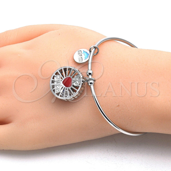 White Gold Filled Jewelry — Individual Bangle Heart and Dolphin Design with White — alternate product view — SKU 121021 | Oro Laminado Blanco joyería — Individual Bangle corazón and Dolphin diseño with blanco — SKU 121021
