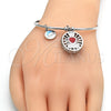 Rhodium Gold Filled Individual Bangle, Heart and Dolphin Design, with White Cubic Zirconia, Red Enamel Finish, Rhodium Finish, 07.106.0001.1 (02 MM Thickness, One size fits all)