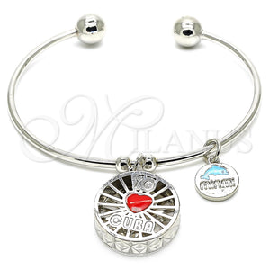 White Gold Filled Jewelry — Individual Bangle Heart and Dolphin Design with White — main product view — SKU 121021 | Oro Laminado Blanco joyería — Individual Bangle corazón and Dolphin diseño with blanco — SKU 121021