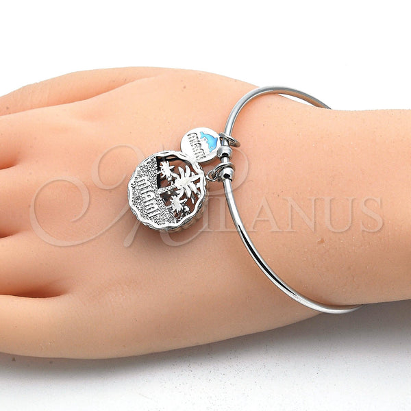 White Gold Filled Jewelry — Individual Bangle Tree and Dolphin Design with White — alternate product view — SKU 121023 | Oro Laminado Blanco joyería — Individual Bangle Tree and Dolphin diseño with blanco — SKU 121023