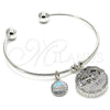 Rhodium Gold Filled Individual Bangle, Tree and Dolphin Design, with White Cubic Zirconia, Diamond Cutting Finish, Rhodium Finish, 07.106.0002.1 (02 MM Thickness, One size fits all)