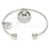 White Gold Filled Individual Bangle, Tree and Dolphin Design, with White Cubic Zirconia, Diamond Cutting Finish, Rhodium Finish, 07.106.0002.1 (02 MM Thickness, One size fits all)