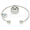 Rhodium Gold Filled Individual Bangle, Tree and Dolphin Design, with White Cubic Zirconia, Diamond Cutting Finish, Rhodium Finish, 07.106.0002.1 (02 MM Thickness, One size fits all)