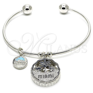White Gold Filled Jewelry — Individual Bangle Tree and Dolphin Design with White — main product view — SKU 121023 | Oro Laminado Blanco joyería — Individual Bangle Tree and Dolphin diseño with blanco — SKU 121023