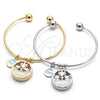 Rhodium Gold Filled Individual Bangle, Tree and Dolphin Design, with White Cubic Zirconia, Diamond Cutting Finish, Rhodium Finish, 07.106.0002.1 (02 MM Thickness, One size fits all)