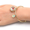 Oro Laminado Individual Bangle, Gold Filled Style Heart and Dolphin Design, with White Cubic Zirconia, Red Enamel Finish, Golden Finish, 07.106.0003 (02 MM Thickness, One size fits all)