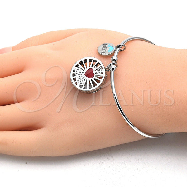 White Gold Filled Jewelry — Individual Bangle Heart and Dolphin Design with White — alternate product view — SKU 121025 | Oro Laminado Blanco joyería — Individual Bangle corazón and Dolphin diseño with blanco — SKU 121025