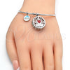 Rhodium Gold Filled Individual Bangle, Heart and Dolphin Design, with White Cubic Zirconia, Red Enamel Finish, Rhodium Finish, 07.106.0003.1 (02 MM Thickness, One size fits all)