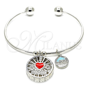 White Gold Filled Jewelry — Individual Bangle Heart and Dolphin Design with White — main product view — SKU 121025 | Oro Laminado Blanco joyería — Individual Bangle corazón and Dolphin diseño with blanco — SKU 121025