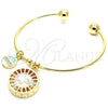 Oro Laminado Individual Bangle, Gold Filled Style Elephant and Dolphin Design, with White Cubic Zirconia, Diamond Cutting Finish, Golden Finish, 07.106.0004 (02 MM Thickness, One size fits all)